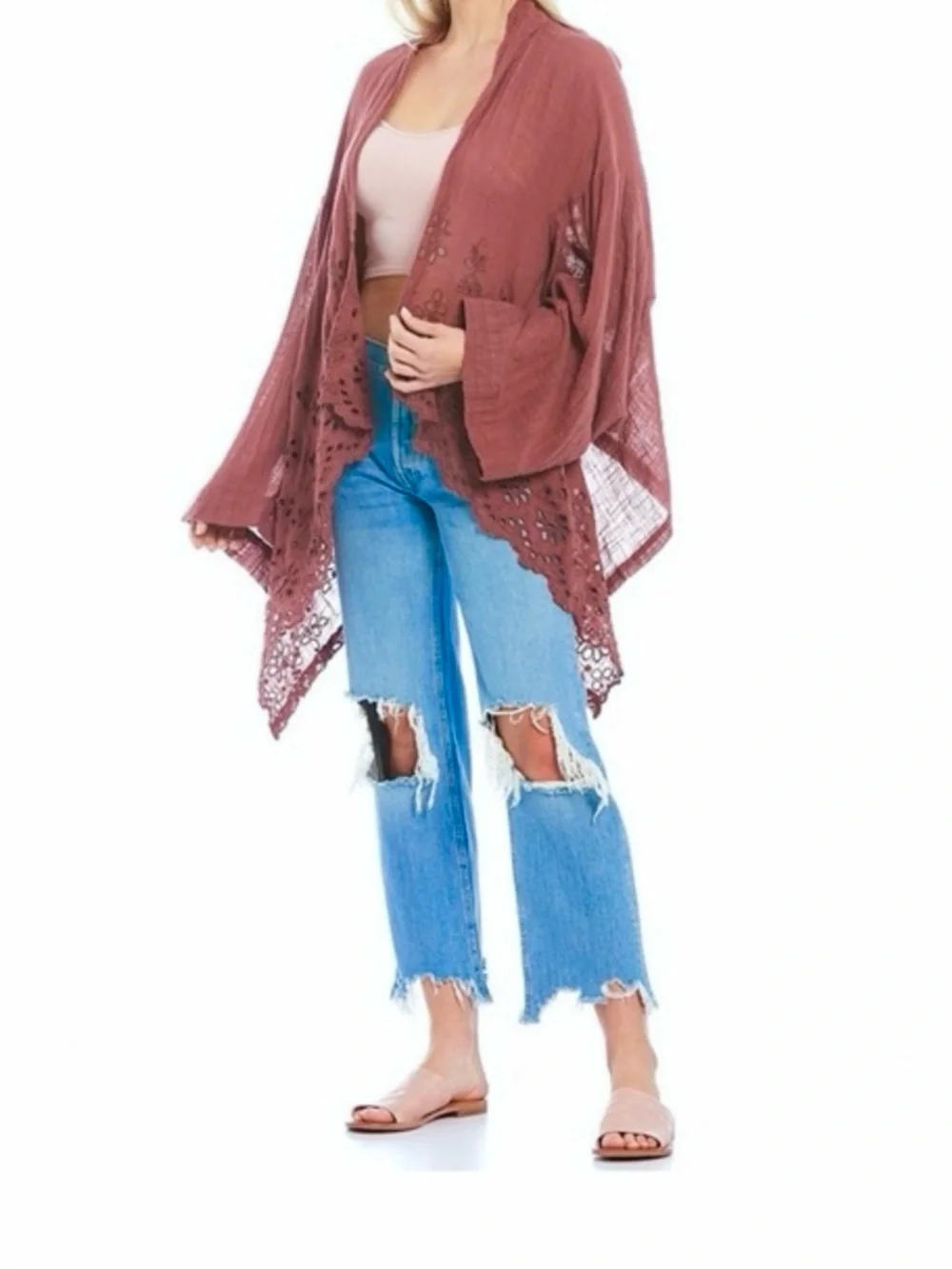 Free People Amira Wrap in Washed Mauve - Size M/L